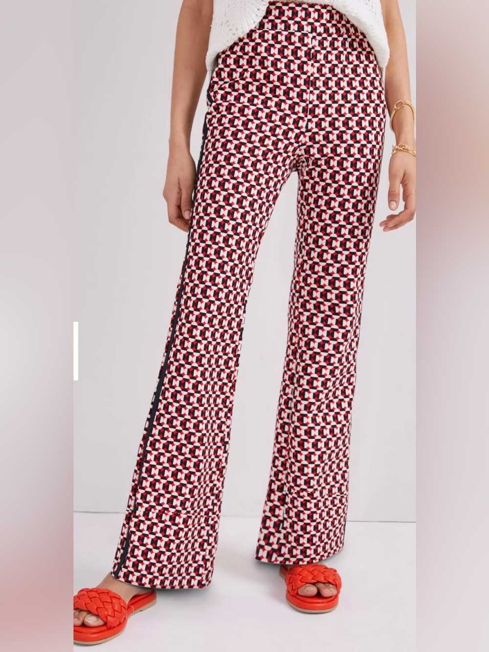 Maeve Anthropologie Geometric Pull-On Bootcut Pants Small